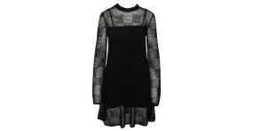 Autre Marque Mcq By Alexander Mcqueen Vestido de malla negro de manga larga 