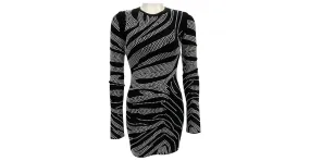 Autre Marque Vestido ajustado con tachuelas de cebra negro de David Koma 