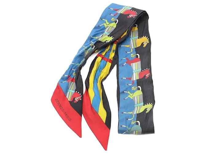 Bufanda de seda Twilly Rocabar de Hermès Bufanda de lona Azul 