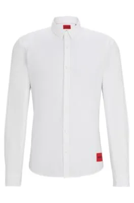 Camisa extra slim fit de algodón elástico con cepillado suavísimo