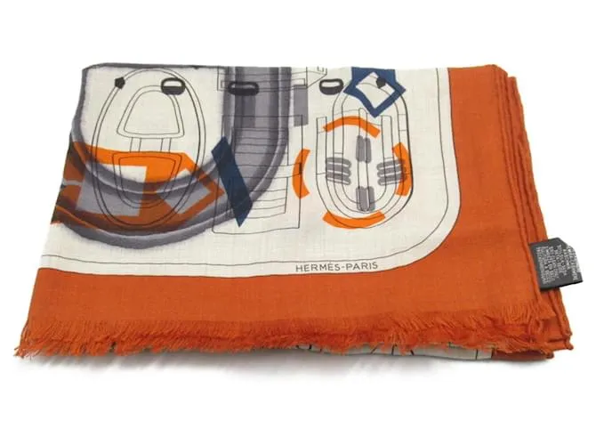 Chal de cachemira Carrejuan de Hermès Naranja 