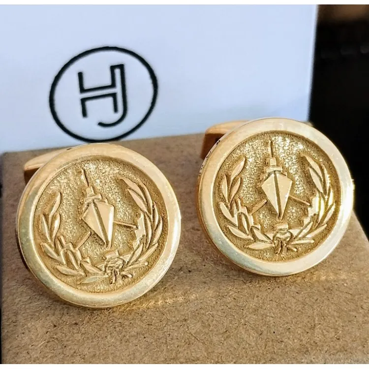Gemelos personalizados alto relieve plata de ley