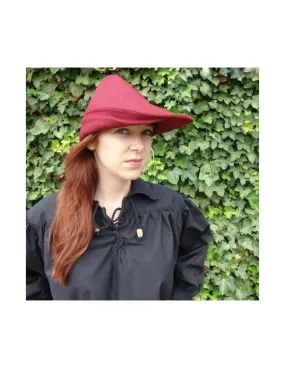 Gorro de Robin Hood en lana de color rojo
