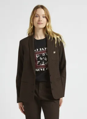 I CODE Chaqueta recta con cuello chal a cuadros en marron