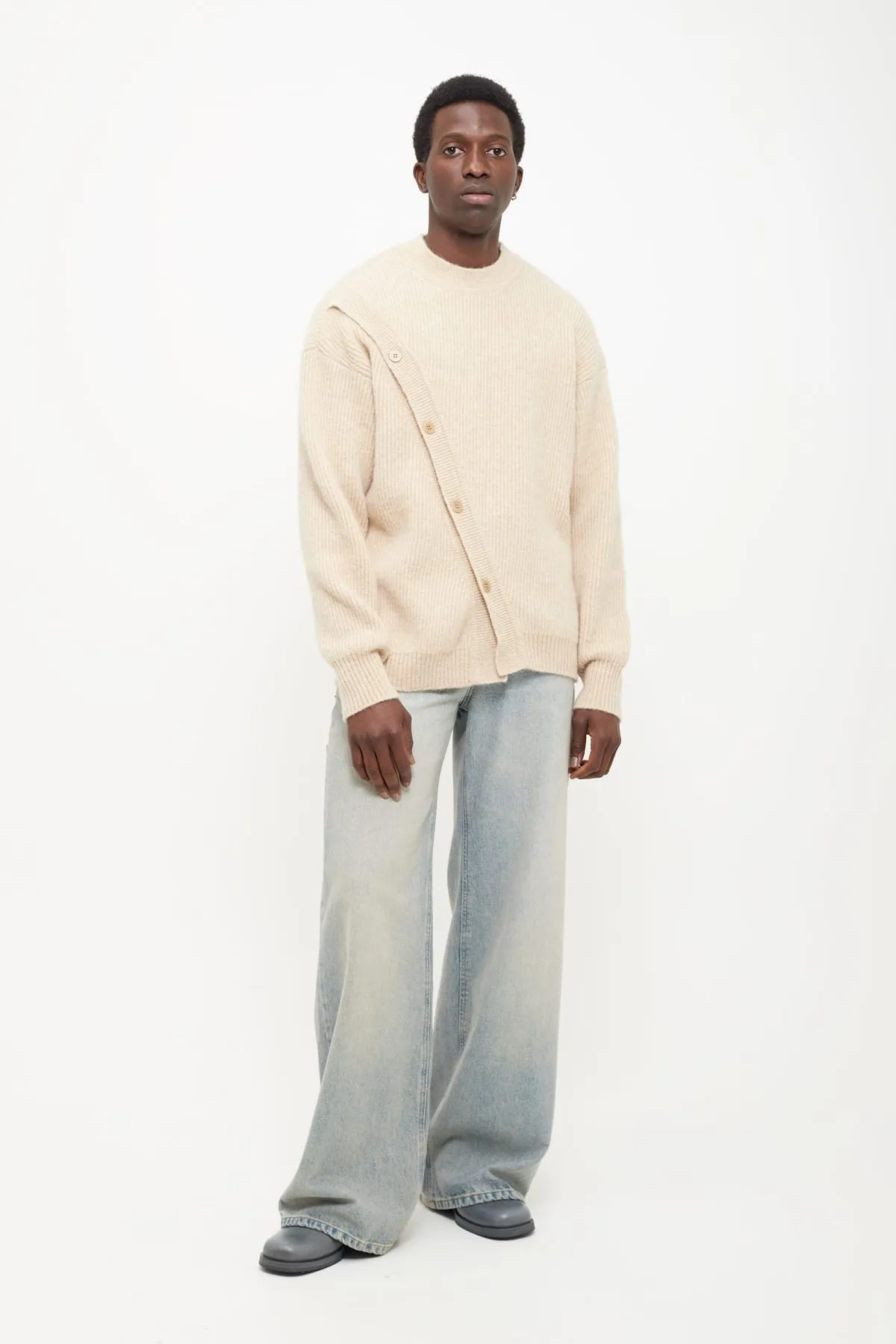 JACQUEMUS BEIGE LE PAU CARDIGAN