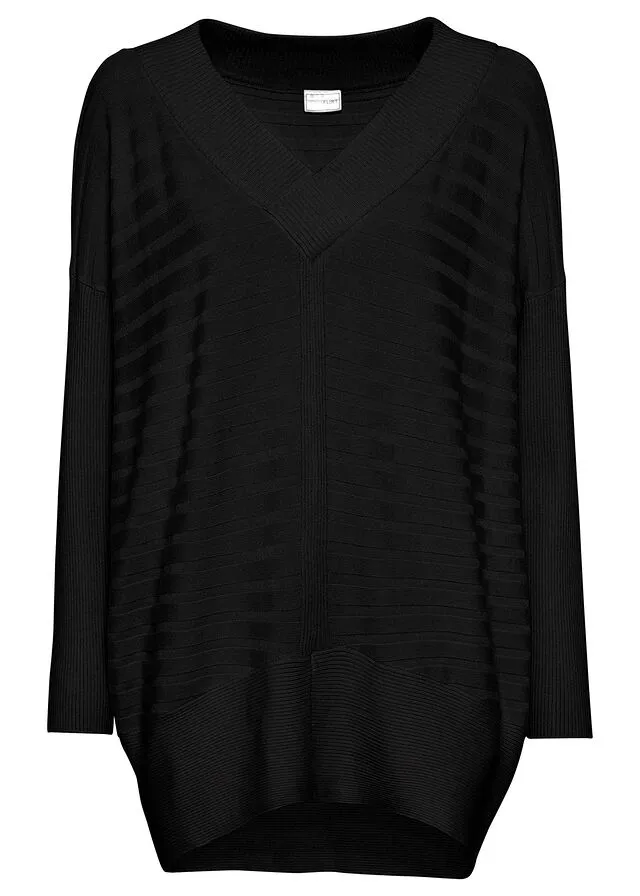 Jersey oversize acanalado Negro