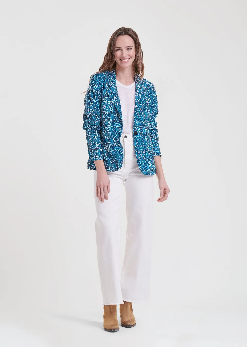 LA FEE MARABOUTEE Chaqueta sastre ajustada con estampado en azul