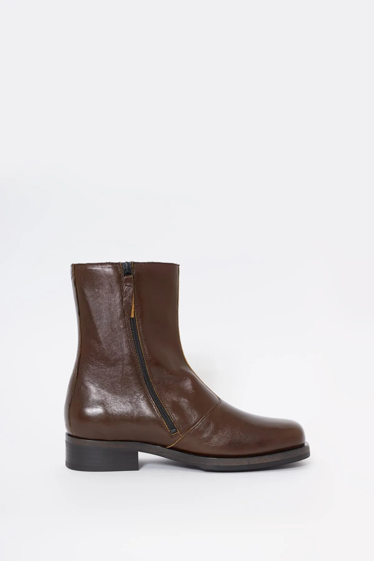 OUR LEGACY OLIVE LEATHER CAMION BOOT
