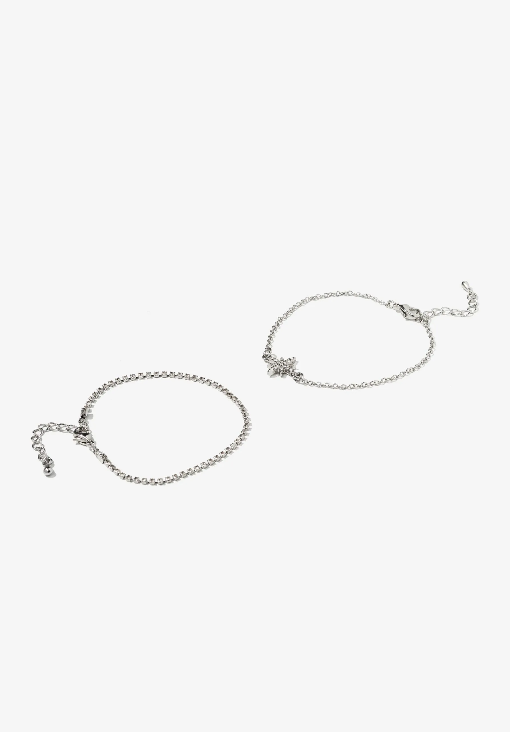 Pack 2 Pulseras Brillantes Plata