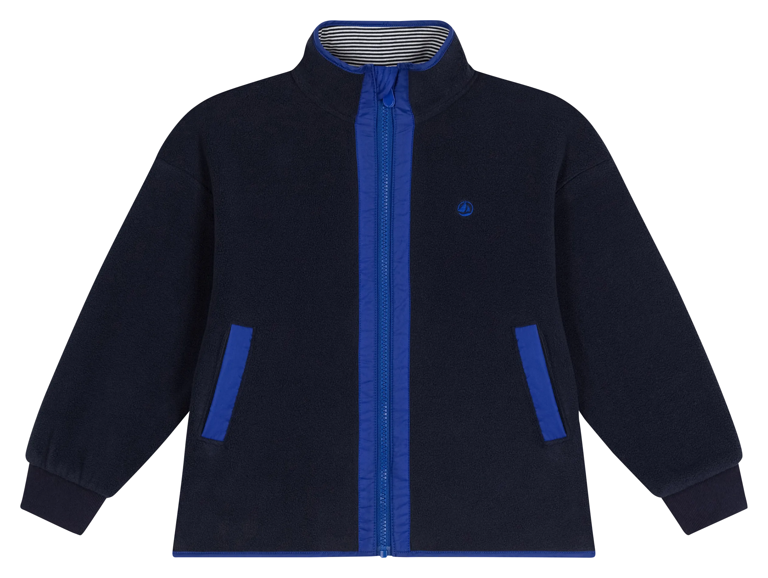 PETIT BATEAU Chaqueta polar recta con cuello alto en azul