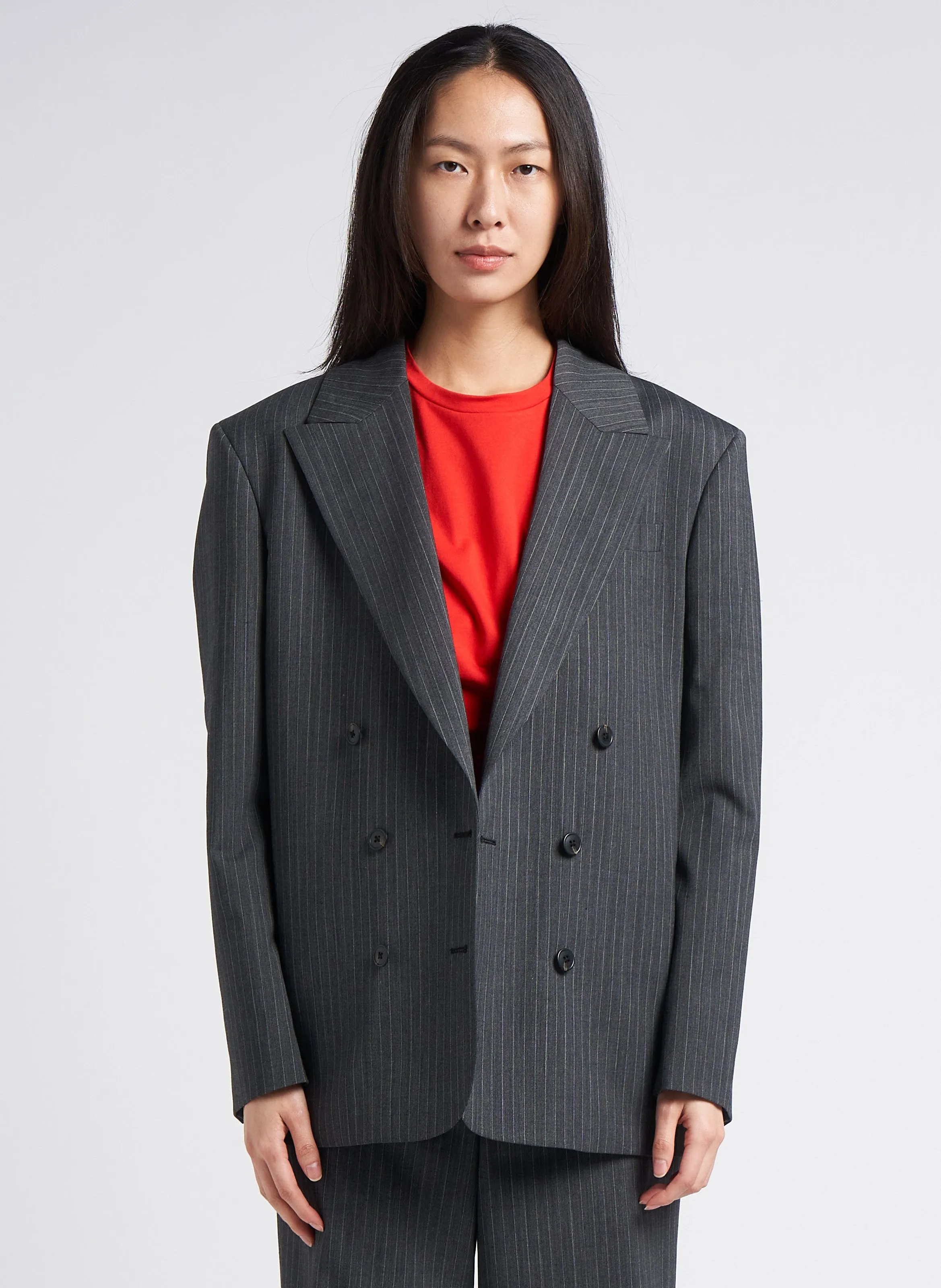 SAISON 1865 TOM - Chaqueta sastre recta a rayas en gris