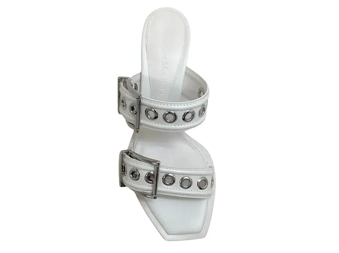 Sandalias blancas con tira y hebilla de cuero de Alexander McQueen Blanco 