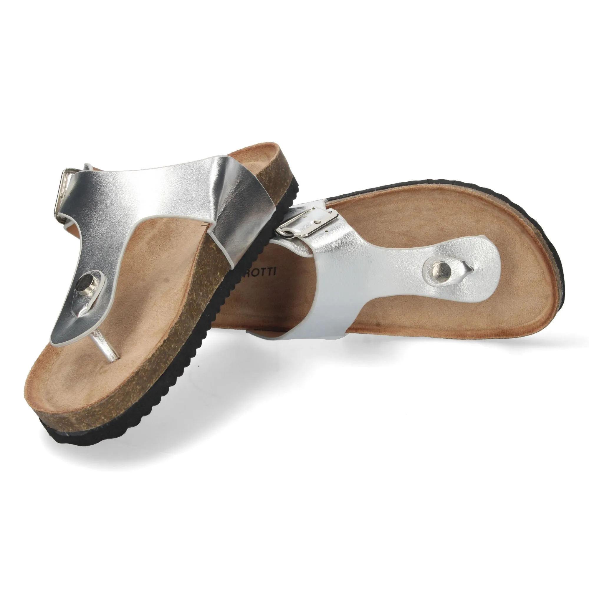 Sandalias planas bio diseño esclava mujer color plata