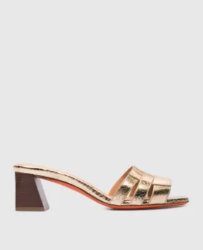 Santoni Golden leather mules