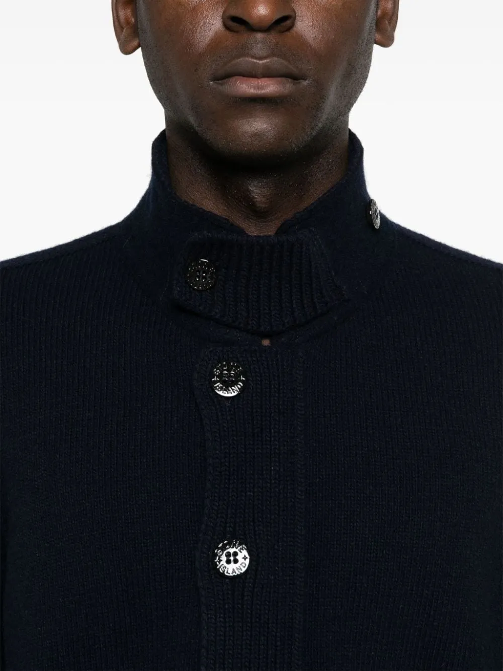 STONE ISLAND 547A3 LAMBSWOOL CARDIGAN NAVY BLUE