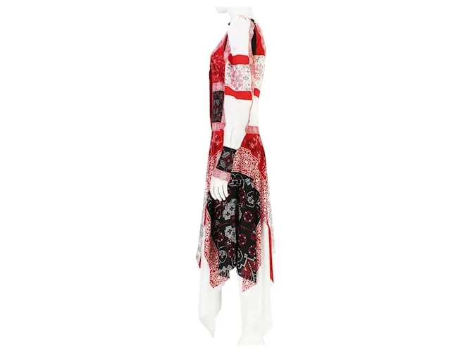 Vestido de Alexander McQueen con estampado de patchwork. Roja 