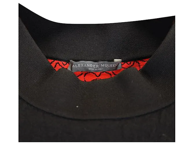 Vestido mini de cuello alto Alexander McQueen en viscosa negra Roja Burdeos 