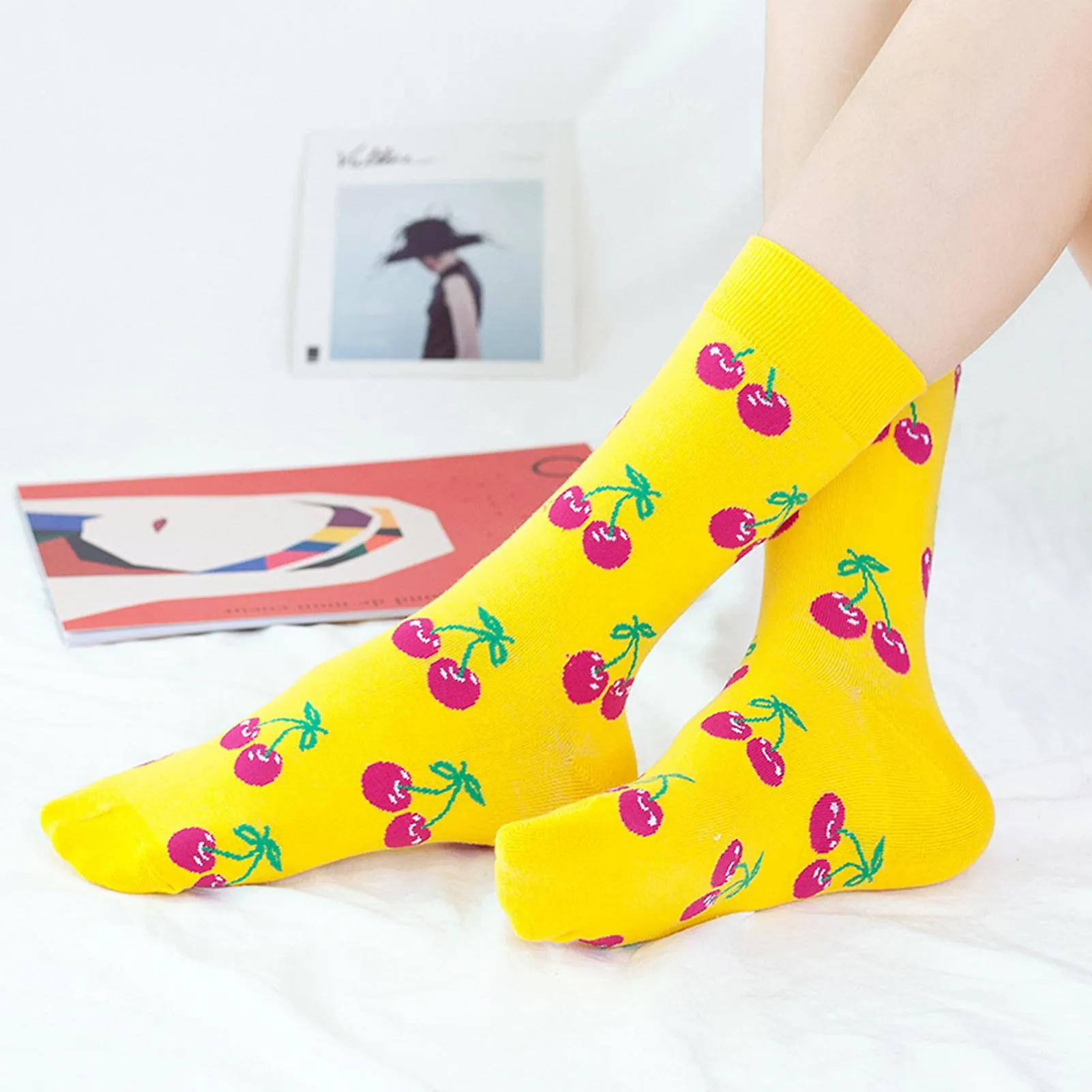 Women's Cartoon Printed Straight Socks Warm Patterns Printed Thin Socks For Friend Family Neighbors Gift